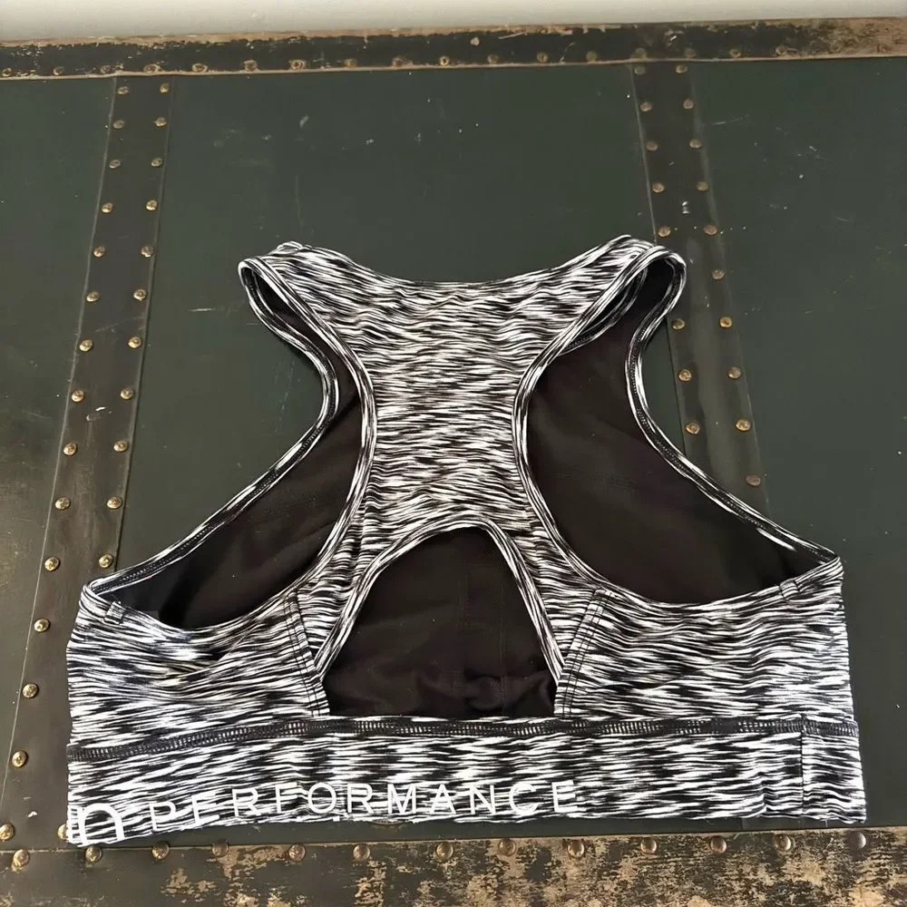 Calvin Klein Sports Bra Womens L Performance Racerback Cutout Spacedye Black